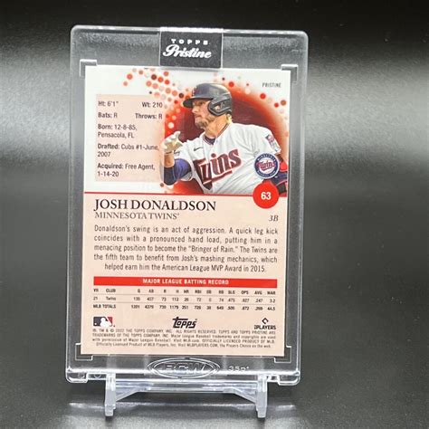 Topps Pristine Josh Donaldson Encased Pristine Refractor Minnesota