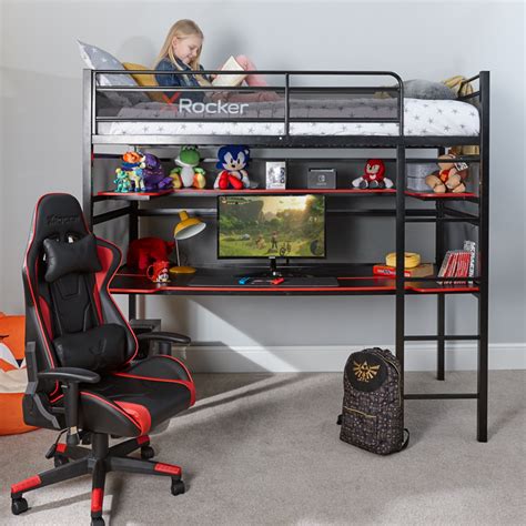 Battlebunk Gaming Bunk Bed With Desk Black