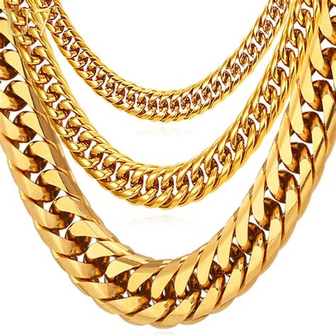 U Hip Hop Chains For Men Jewelry Wholesale Yellow Gold Plated Thick