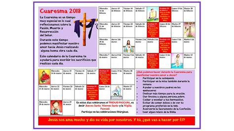 Calendario para la Cuaresma Delegación Episcopal de Primer Anuncio y