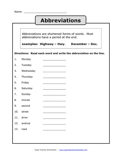 Abbreviation Games For 2nd Grade