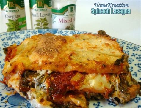 HomeKreation - Kitchen Corner: Spinach Lasagna