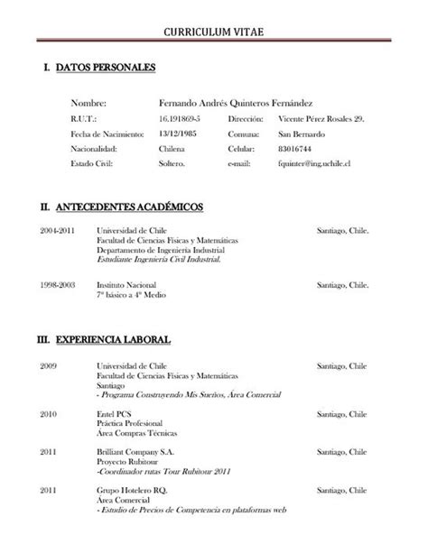 Curriculum Vitae Básico Cv Sencillo