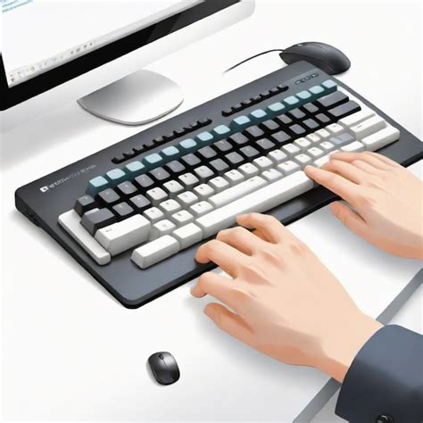 Person Typing On A Keyboard And Using A Mouse Detailed Vector Set