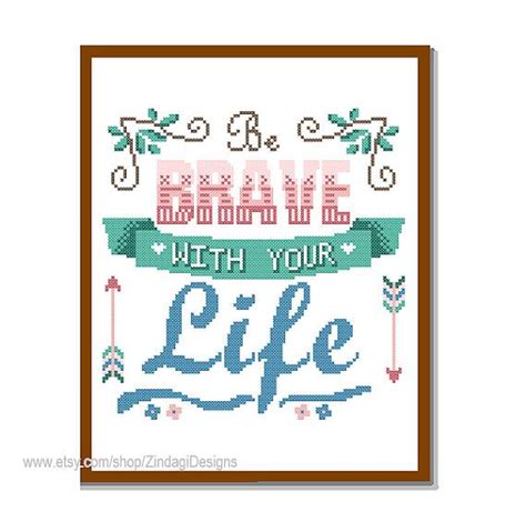 Xxx Modern Cross Stitch Pattern Be Brave With Your Etsy Cross