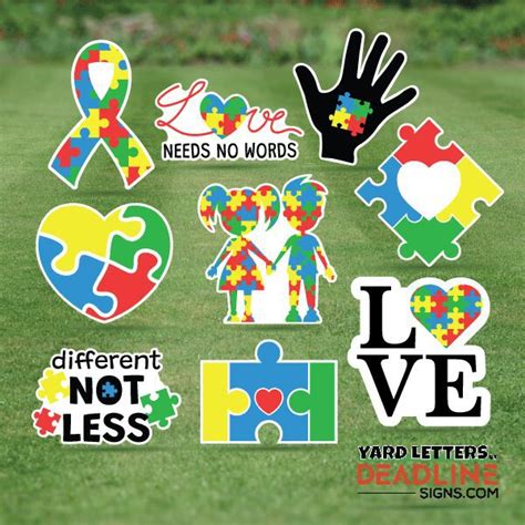 Autism Awareness Full Sheet Bundle 9 Piece Yard Card Set Yard