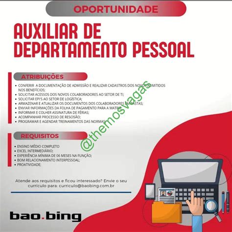 Auxiliar De Departamento Pessoal Teresina PI 01 Vaga S Themos