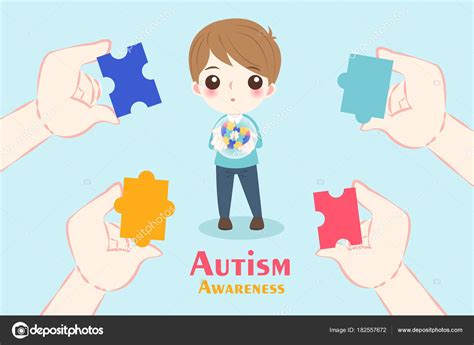 Ni O Con Autismo Concepto De Conciencia Vector Gr Fico Vectorial