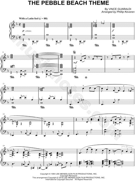 Vince Guaraldi Trio Pebble Beach Sheet Music Piano Solo In F Major