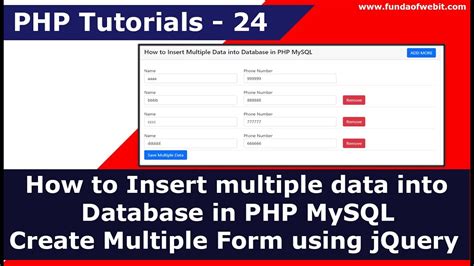 How To Insert Multiple Data Into Db In Php Mysql Create Multiple Form