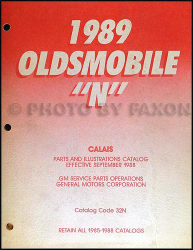 1989 Oldsmobile Cutlass Calais Parts Book Original