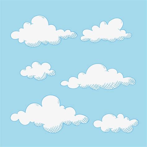 Grabado colección nubes dibujadas a mano Vector Gratis