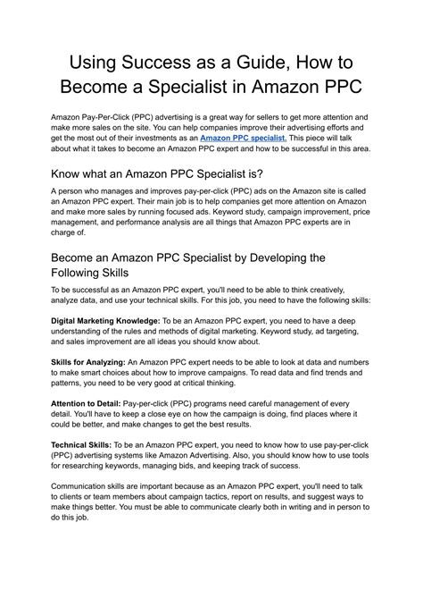 PPT Using Success As A Guide How To Become A Specialist In Amazon