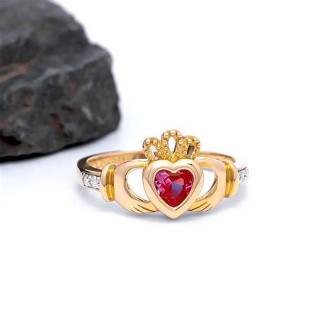 K White Gold Claddagh January Birthstone Ring