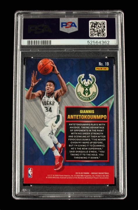 Giannis Antetokounmpo 2019 20 Panini Mosaic Jam Masters 19 Psa 9 Pristine Auction