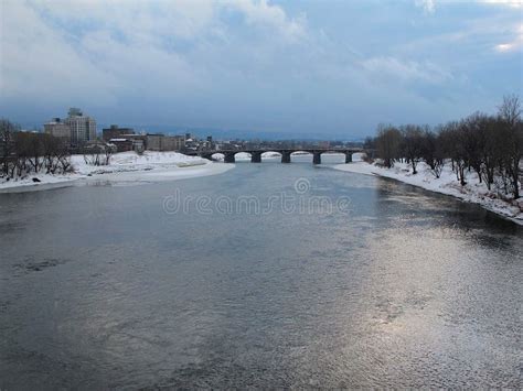 Wilkes Barre And The Susquehanna River In Winter Stock Image Image Of