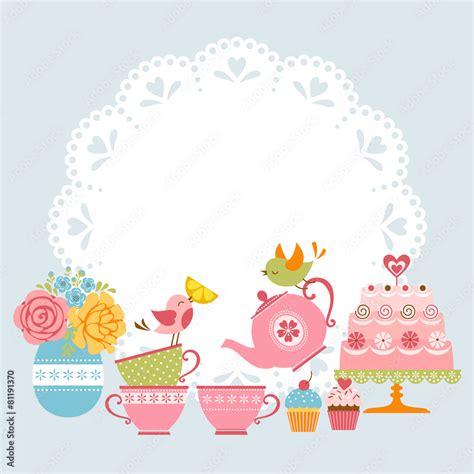 Tea party invitation Stock Vector | Adobe Stock