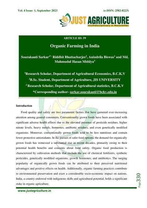 PDF Organic Farming In India