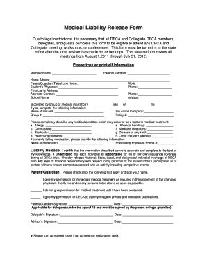 Fillable Online Www2 Nemcc Medical Liability Release Form Nemcc Edu