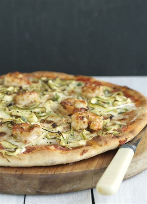 Chilli And Garlic Prawn Pizza With Zucchini And Mozzarella Soaked In