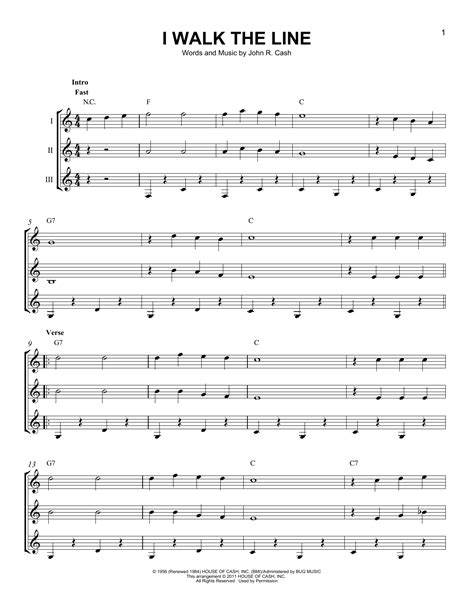 I Walk The Line By Johnny Cash Sheet Music For Guitar Ensemble At Sheet