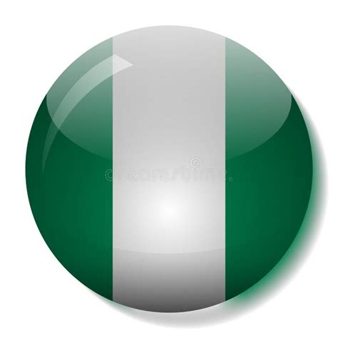 Nigerian Flag Glass Button Vector Illustration Stock Vector