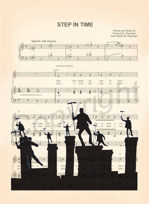 Mary Poppins Bert Step In Time Sheet Music Art Print Etsy