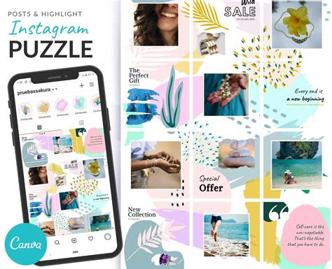 Abstract Pastels Instagram Puzzle Feed Template For Canva Etsy