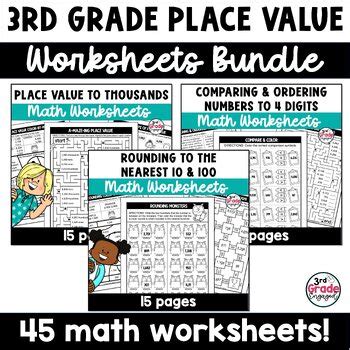 Rd Grade Place Value Worksheets Math Activity Bundle Rounding Comparing