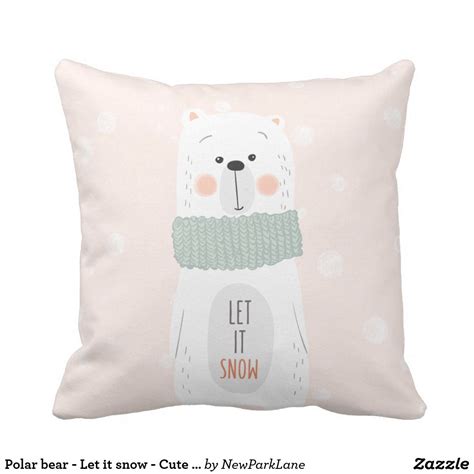 Polar Bear Let It Snow Cute Winter Christmas Throw Pillow