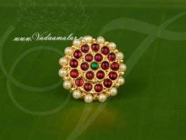 Kempu Stones With Pearls Finger Ring For Bharatanatyam Dance And Temple