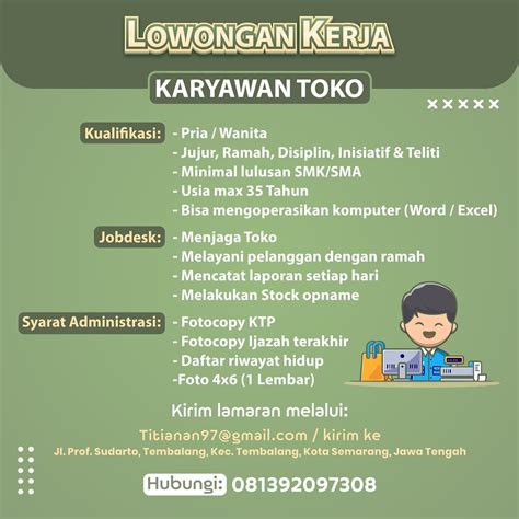 Lowongan Kerja Karyawan Toko Di Tembalang Semarang LokerJateng01