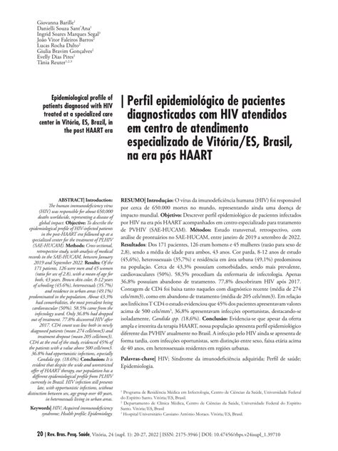 PDF Perfil epidemiológico de pacientes diagnosticados HIV