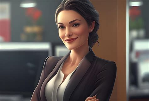 Premium Ai Image A Woman In A Suit Stands