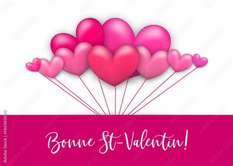 Balloon pink. Happy Valentines Day - Bonne St-Valentin French language ...