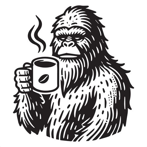 Sasquatch Coffee Break - Warm Drink in the Wilderness 55102872 Vector