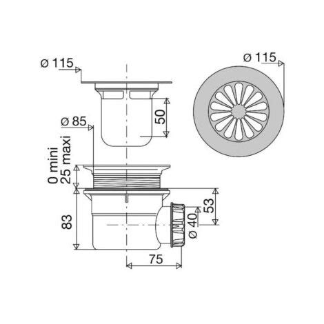 Bonde Horizontale VALENTIN Pour Receveurs De Douche