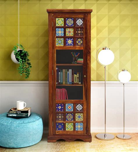 Buy Siramika Sheesham Wood Book Case In Honey Oak Finish Online Book Cases Book Cases