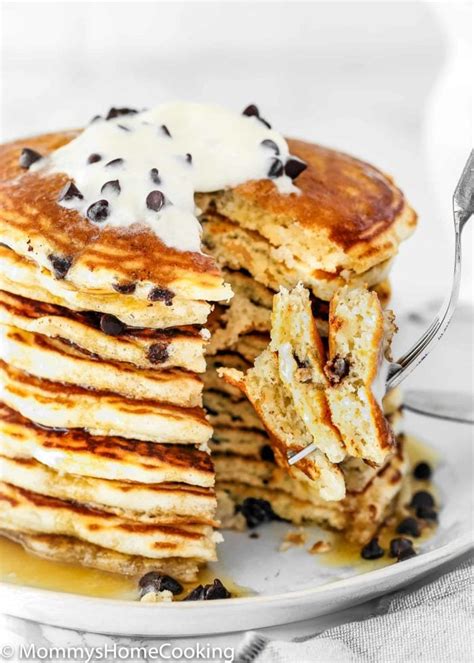 Easy Eggless Chocolate Chip Pancakes Mommys Home Cooking