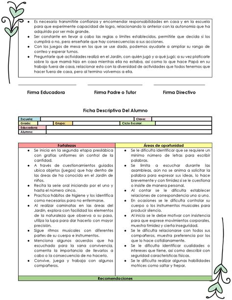 Ficha Descriptiva Del Alumno Para Preescolar Primaria Y Secundaria Eab