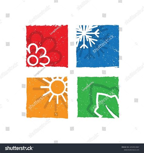 Four Season Symbols Shadows Summer Autumn Stock Vector Royalty Free 2252913467 Shutterstock