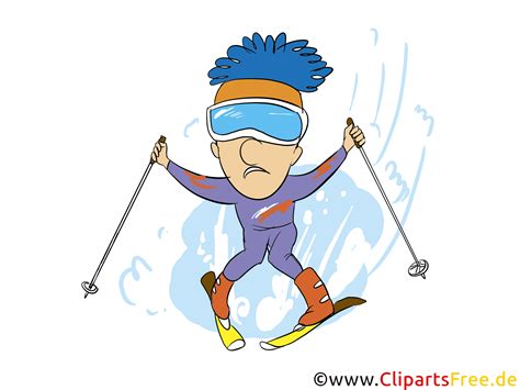 Ski Fahren Im Urlaub In Den Bergen Clipart Bild Comic