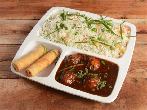 Indo Chinese Veg Combo Meal Consists Of Veg Pulav Veg Manchurian And