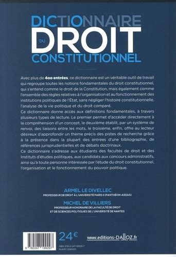 Dictionnaire Du Droit Constitutionnel De Armel Le Divellec Grand