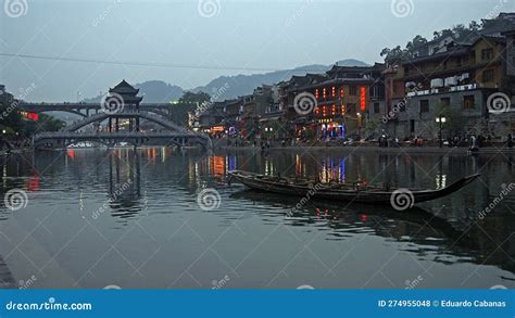 Bridge Over The Tuo Jiang River In Fenghuang China Editorial Stock