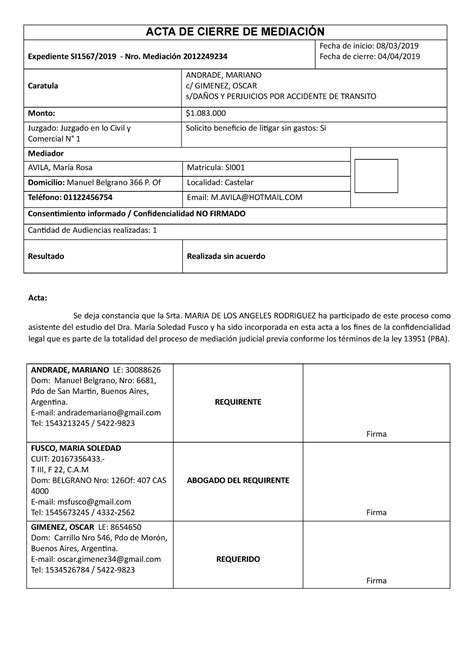 Introducir Imagen Modelo De Acta De Acuerdo De Mediacion Familiar