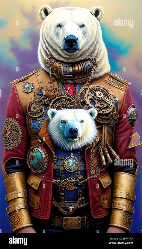 Fantasy Human Steampunk Polar Bear Stock Photo Alamy