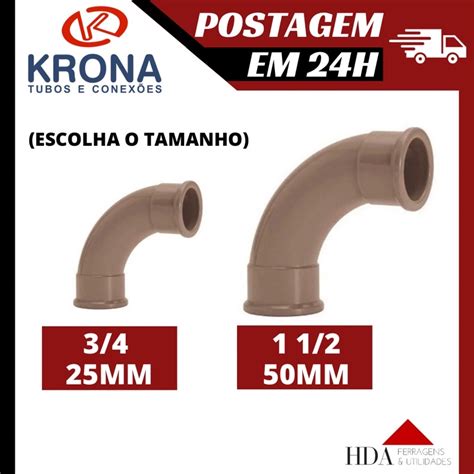 Curva Longa 90 º Graus PVC Soldável Água 25mm 3 4 ou 50mm 1 1 2 Marrom