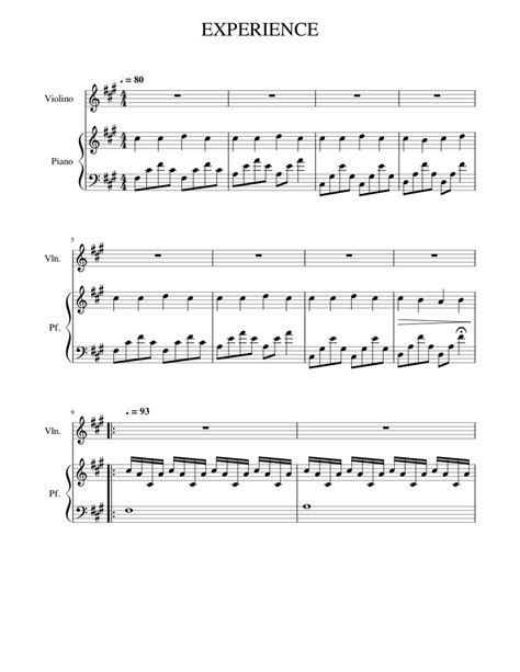 Experience Sheet Music For Piano Violin Solo