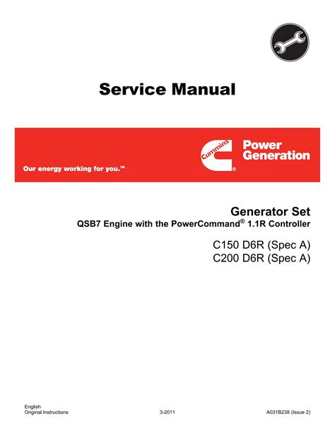 Cummins Onan C150 Generator Set Qsb7 Engine With The Power Command 11r